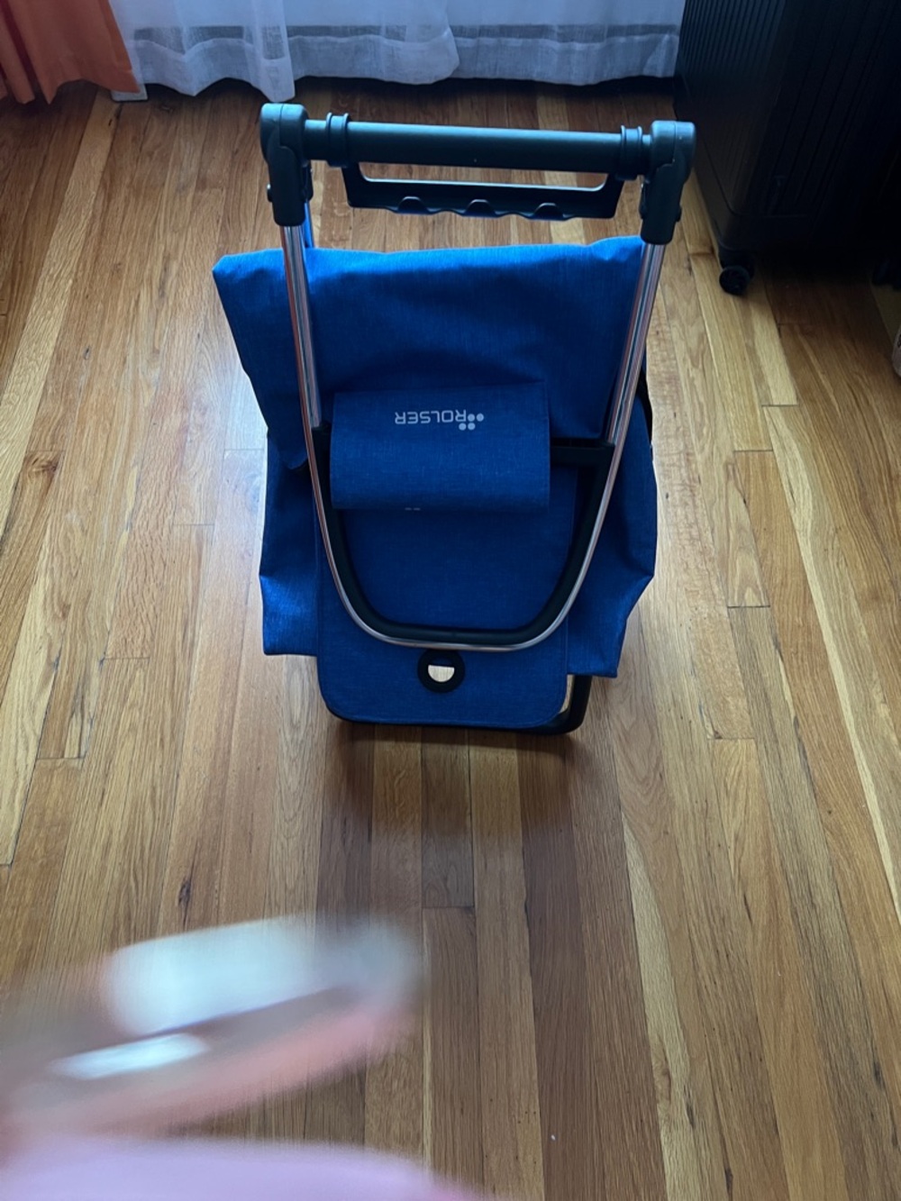 Blue Rolling Shopping Cart - Navy Fabric Tote